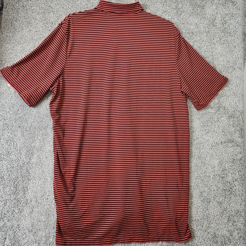 RLX Ralph Lauren Polo Shirt Mens Large Red Navy Striped Stretch Performance Golf